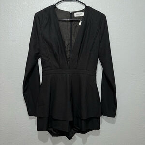 New Current Project One Piece Structured Blazer Romper Suit Skort Deep V medium